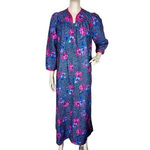 Vintage Marissa Floral Flannel Grannycore Nightgown Robe Sleepwear Loungewear